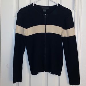 Zippered Black & Cream Sweater Shirt